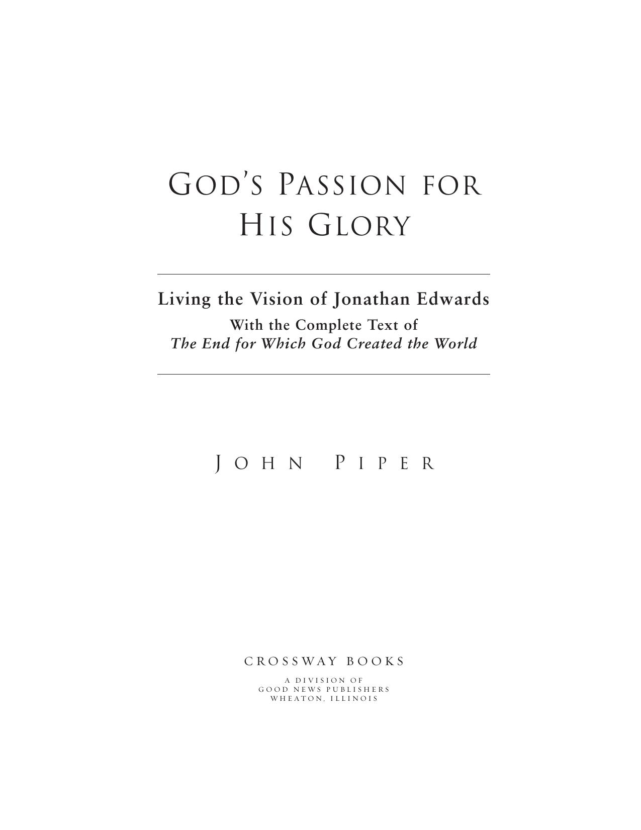 God's Passion for His Glory